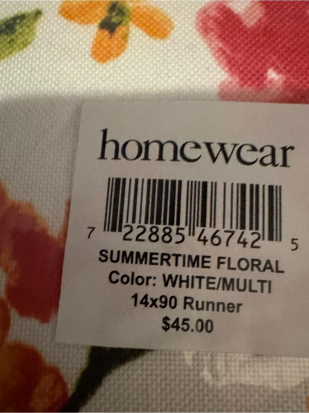 NWT Homewear Summertime Floral Table Runner 14